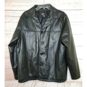 Rare Max U.S.A Large Italian Skin Full Button V-Neck Men's Leather Jacket